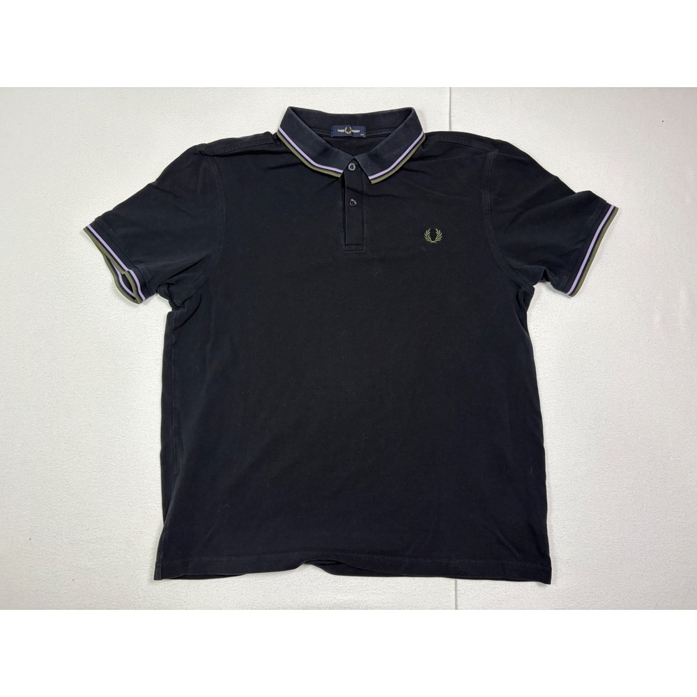 Fred Perry Mens XXL Black Cotton Tipped Polo Shirt Laurel Wreath Logo